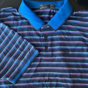 G/FORE Men's Polo Shirt - Blue and Red Stripes
